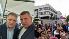 protest pred NRSR a marek šoun odfotený s robertom ficom