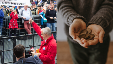 Protest proti chudobe a centy v rukách