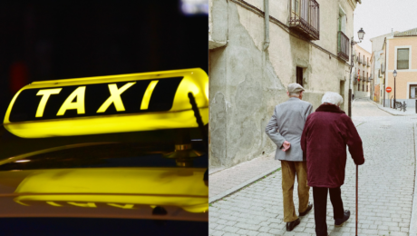 Logo Taxi a dôchodcovia na prechádzke