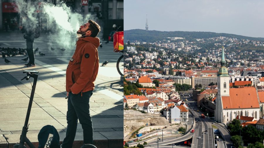 Na snímke je muž a pohľad na Bratislavu.