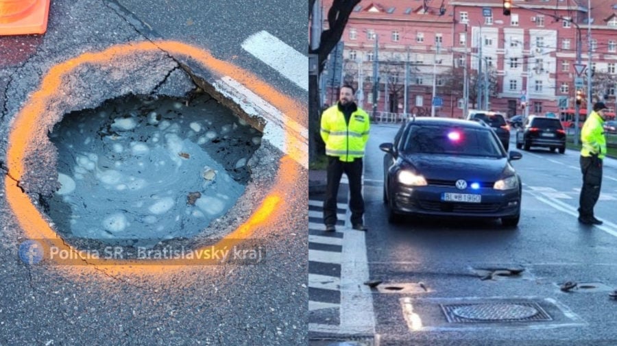 Prepadnutá vozovka na Miletičovej ulici