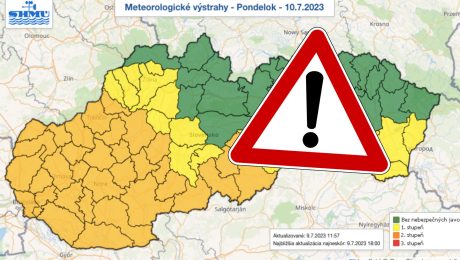 meteorologické výstrahy na pondelok 10. júl 2023