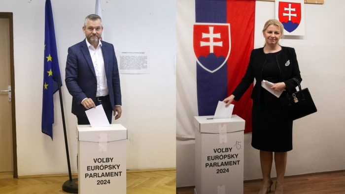 Peter Pellegrini a Zuzana Čaputová vo volebnej miestnosti
