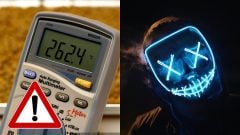 Digitálny multimeter a svietiaca maska.