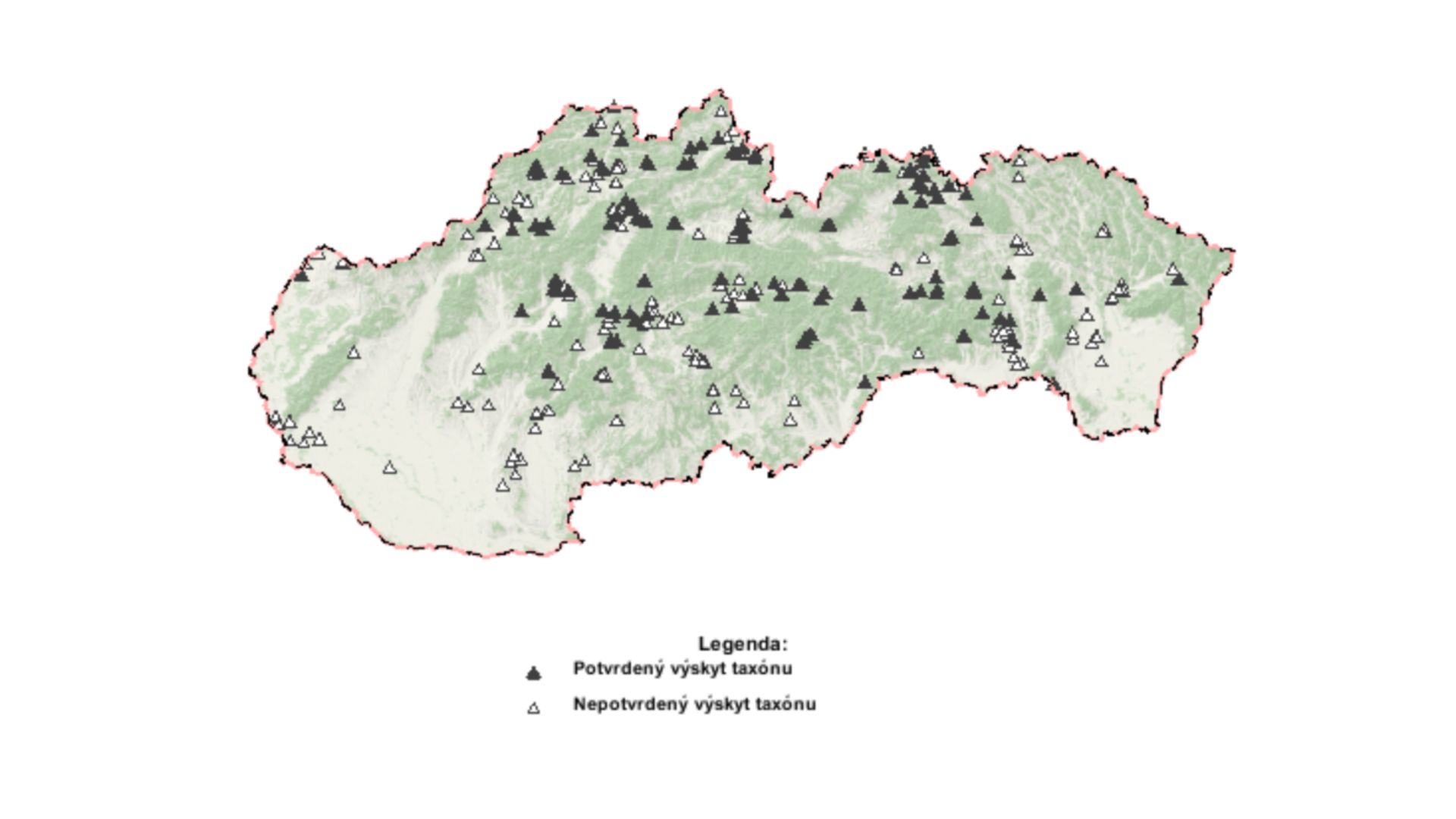 Mapa výskytu vretenice.