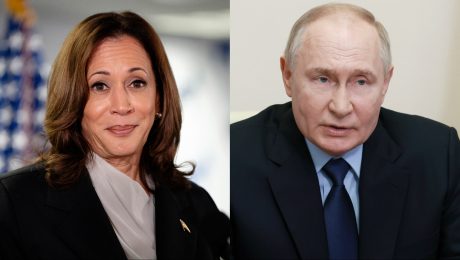 Kamala Harrisová a Vladimir Putin
