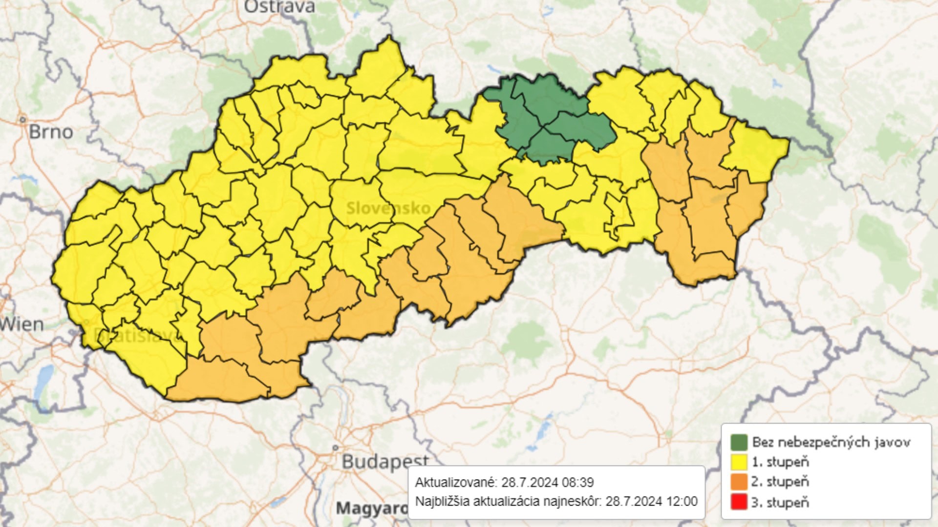 Výstrahy Slovensko nedeľa 