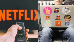 Na snímke človek zapínajúci Netflix a mladík s počítačom.