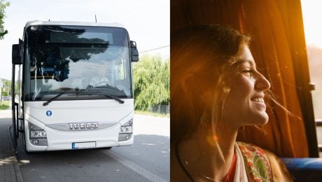 Autobus, žena v autobuse