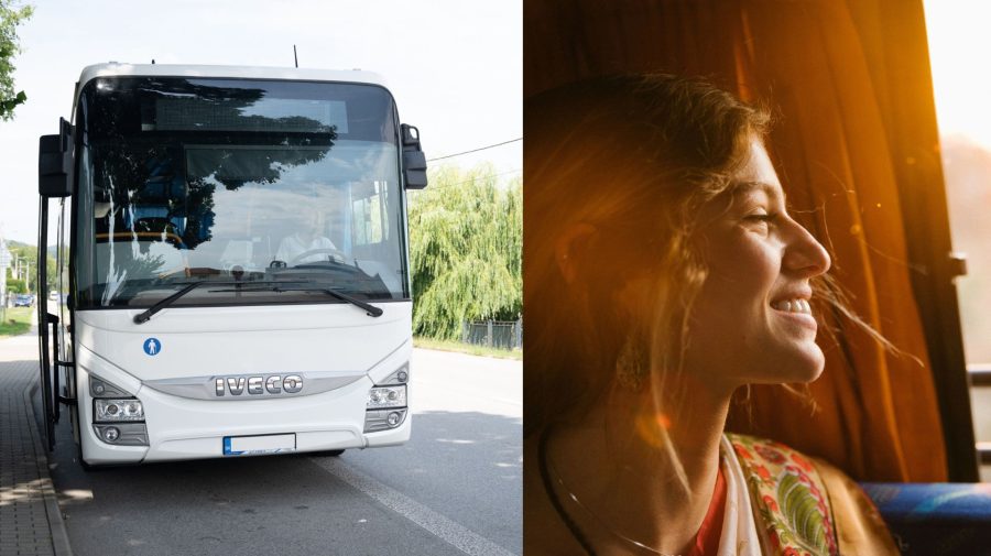 Autobus, žena v autobuse