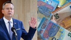 Na snímke minister financií Ladislav Kamenický a eurá.