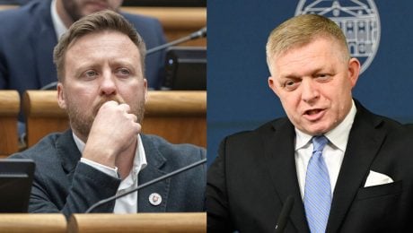 Na snímke Peter Kotlár a Robert Fico.