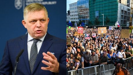 Vláda, protest, vládny protest. Fico a druhý pilier. Vláda chce možno znížiť odvody do druhého piliera na 3 %.