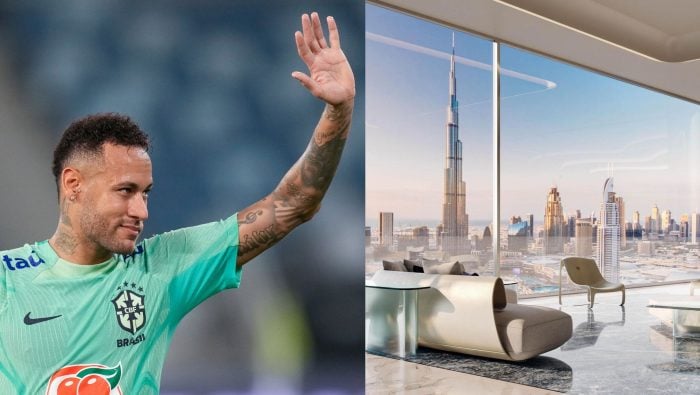 Na snímke brazílsky futbalový útočník Neymar a jeho nový apartmán v Dubaji.