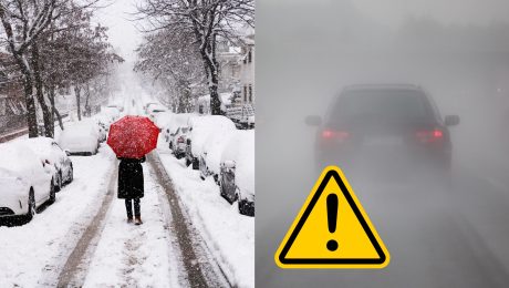 človek na zasneženej ulici