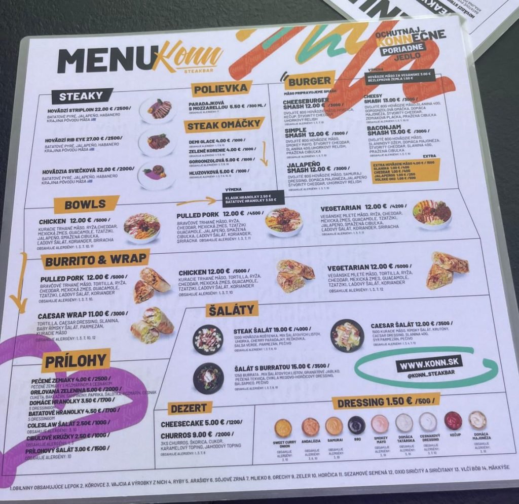 Konn Steakbar menu