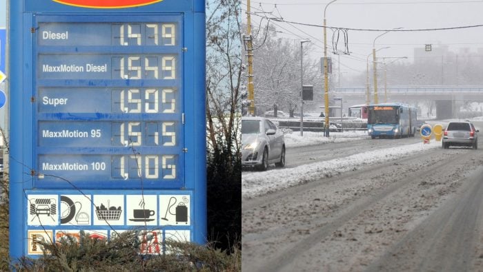 čerpacia stanica sneh diaľnica cesta