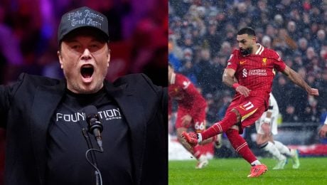 Na snímke podnikateľ Elon Musk a futbalista Liverpoolu Mohamed Salah.